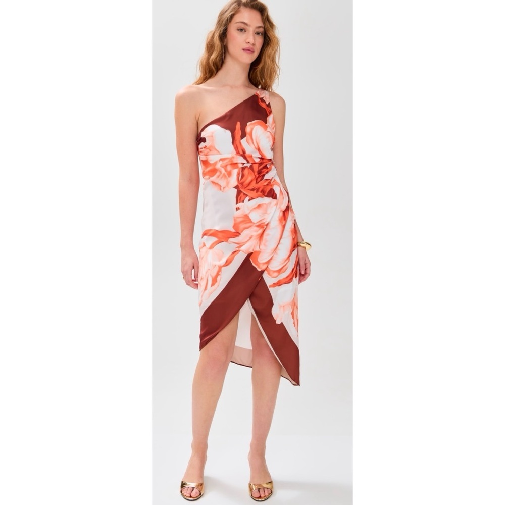 🔥 NWT Rococo Sands Resort 2025 One-Shoulder Satin Sheath Dress